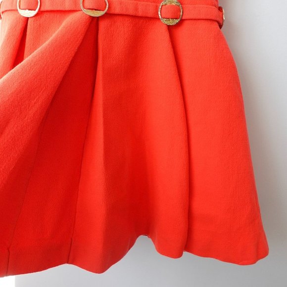 VINTAGE Red Dress Small Red Flared Wool Buckle Parisian ALAIN ARNAUD VHTF RARE - Picture 7 of 13